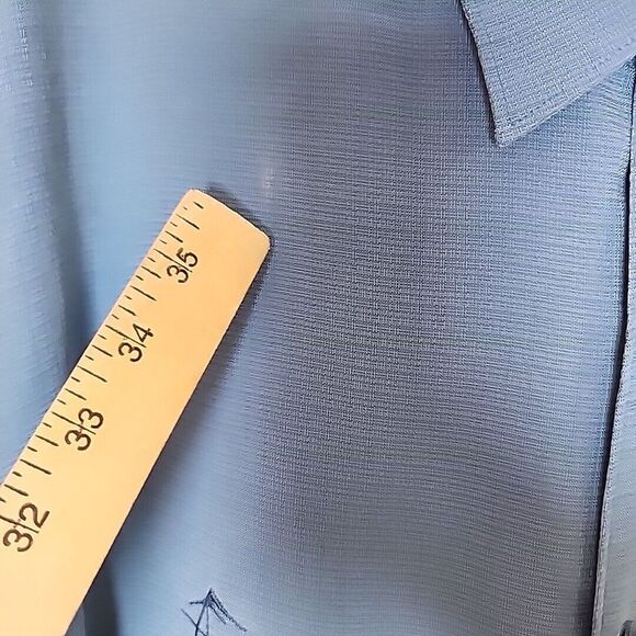 Quicksilver Shirt Men's 2XL Blue Embroidered Pocket Untucked Slit Side Fishing - Picture 3 of 14